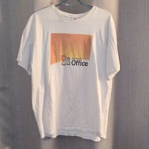 Fruit of the Loom White Short Sleeve Tee with Orange Gradient Graphic